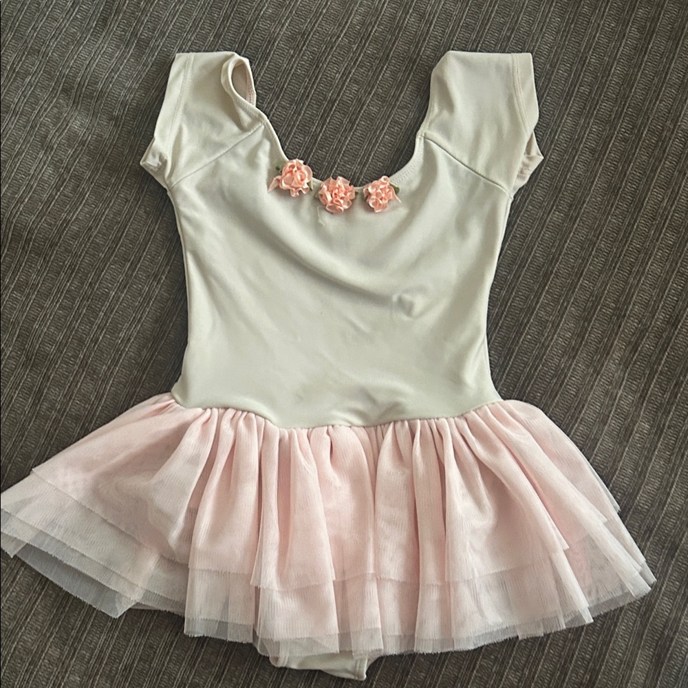 Charming Cream and Pink Kids Ballet Dress